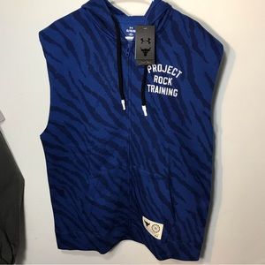Under Armour Project Rock Rival Men’s Fleece CamoSleeveless Hoodie Full Zip Mult